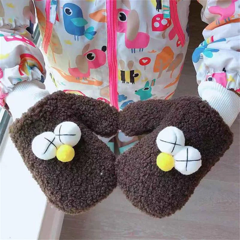 Dilidala Winter Cartoon Children Gloves Cute Big Eyes Small Fresh Students Wild Warm Gloves Warm Glove Mittens For Children - Цвет: X052-1