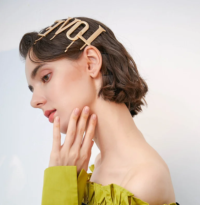 trend LOVE Letter word folder hairpin Unusual hair clip accessories for women fashion jewelry