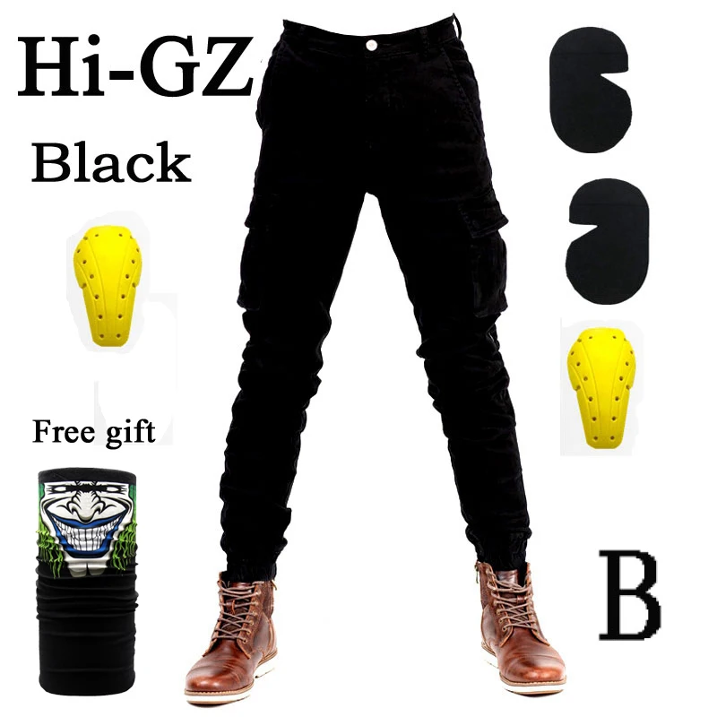 Hi-GZ Blck B Новые мотоциклетные брюки мужские мото джинсы Защитное снаряжение для езды на мотоцикле мотоциклетные брюки рабочая одежда штаны для мотокросса - Цвет: Hi-GZ Blck B