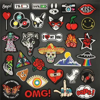 

Cartoon Badges Clothes Embroidery Patch Applique Diy Sewing Decorative Ironing Patches For T-Shirt Stripes Clothing Stickers