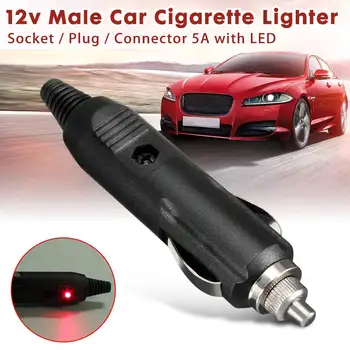 

1pcs/ 2pcs 12V 24V 5A Car Accessory Male Cigarette Lighter Socket Converter Plug plastic and metal With Red LED & Fuse New
