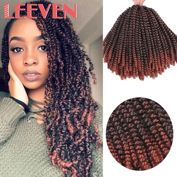 

Leeven Synthetic Fluffy Spring Twist Hair Extensions Black Brown Ombre Bomb Twist Crochet Braids Hair 8" 100g Passion Twist