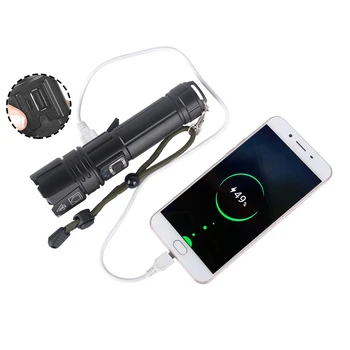 

XANES P70 1800 Lumens USB LED Zoomable Tactical Flashlight 5 Mode IPX4 Waterproof Powered Bank Search With Charger Storage Box