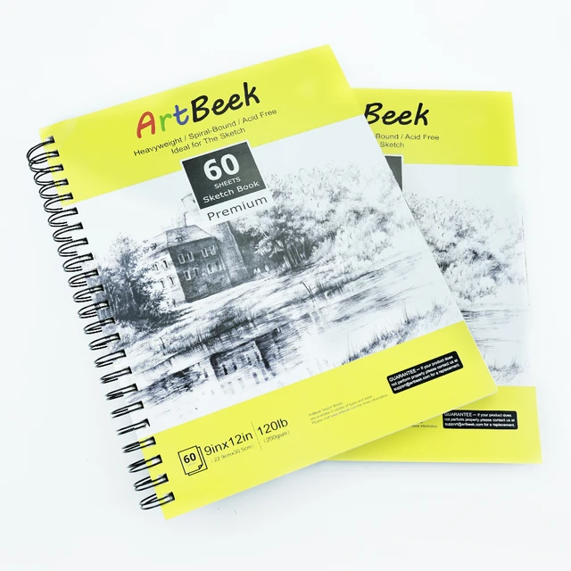 ArtBeek 9x12 Mixed Media Sketch Pad 60 Sheets Spiral-Bound Book