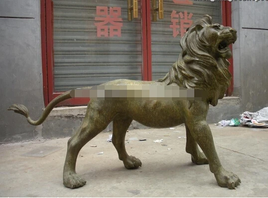 ---503+++China Classical Bronze carved Huge Mighty Fierce Lions Puma beast statue | Дом и сад
