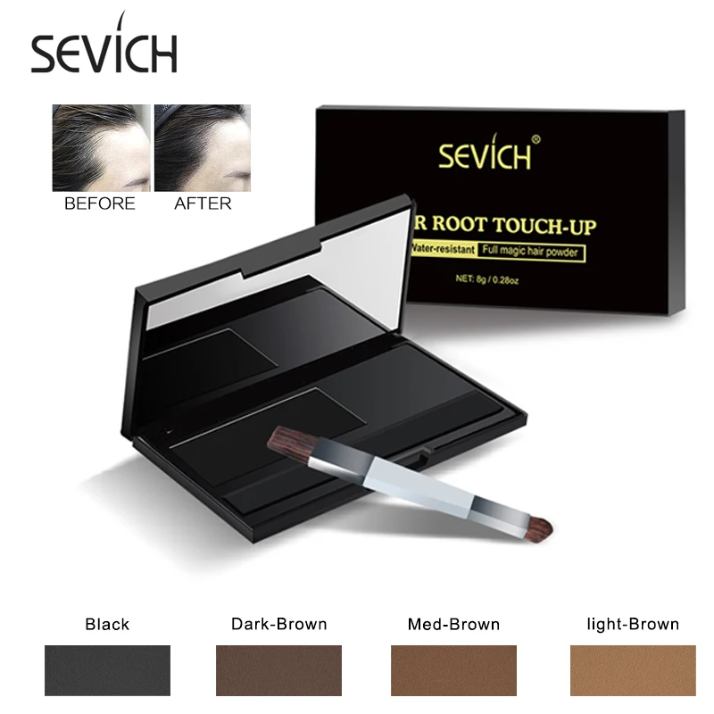 Sevich 8g Waterproof Black Hairline Shadow Powder 4 Colors Hair Concealer Powder With Brush For Cover Hair Edge Control Makeup