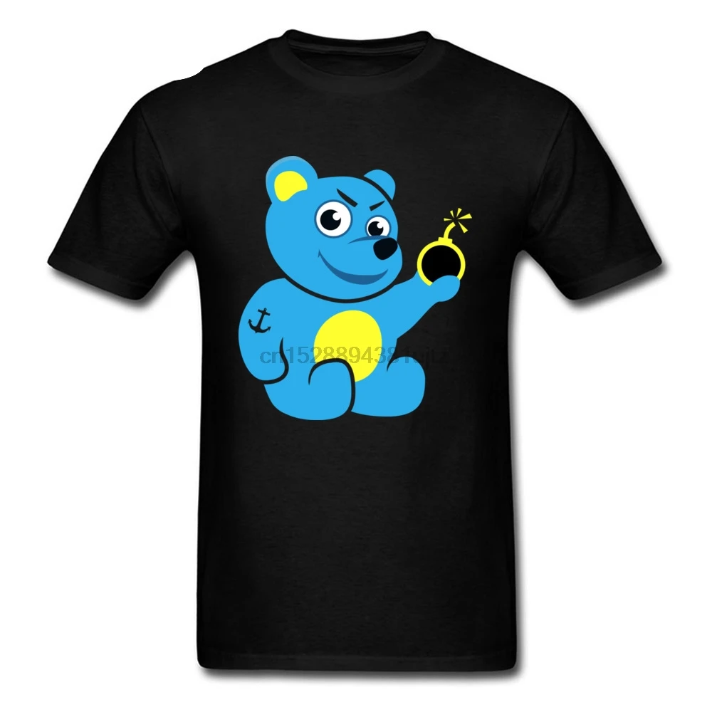 Evil Tattooed Bear Tshirt Arms Men Short Sleeve Summer Clothes For Funny T-Shirts Yellow Cartoon Tee Shirt |
