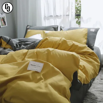 

GXC 2019 Luxury Yellow Gray Bedding Set Soft Duvet Cover Flat Sheet Double Queen King Bed Linen Bed Sheet Quilt Cover