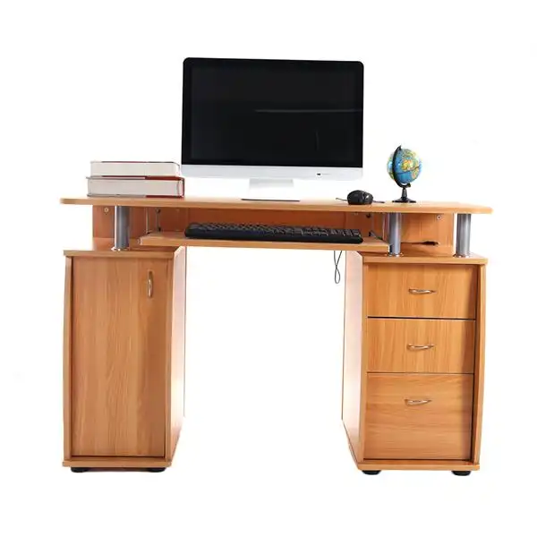 15mm Mdf Portable 1pc Door With 3pcs Drawers Computer Desk Wood