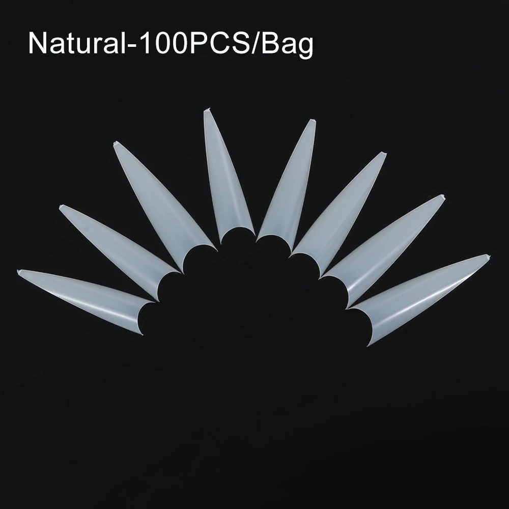 Natural-100pcs 100/500; осенний комплект из двух вещей; Ballerina Французский Поддельные накладные ногти удлиненные стилет накладные ногти окрашены вечерние предназначен для нейл-арта и изображением героев мультфильмов инструмент - Цвет: Natural-100pcs