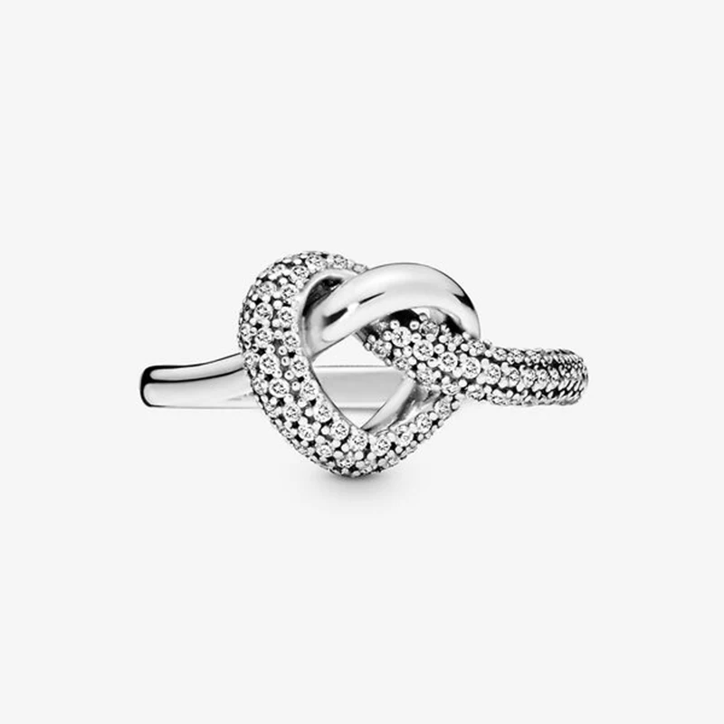 Autumn Genuine 925 Sterling Silver Women Rings Knotted Heart Ring for Engagement Jewelry Anniversary