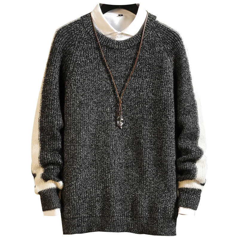 ^Cheap 2019 Autumn Winter Christmas Casual O-Neck Patchwork Pullover Sweater Men Turtleneck Fashion Brand Warm Pull