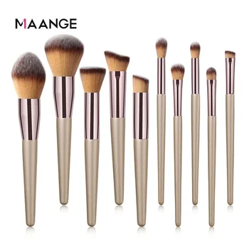 

10Pcs Champagne Makeup Brush Set Pro For Foundation Powder Blush Eyeshadow Lip Cosmetics Tool Beauty pinceaux maquillage Kit