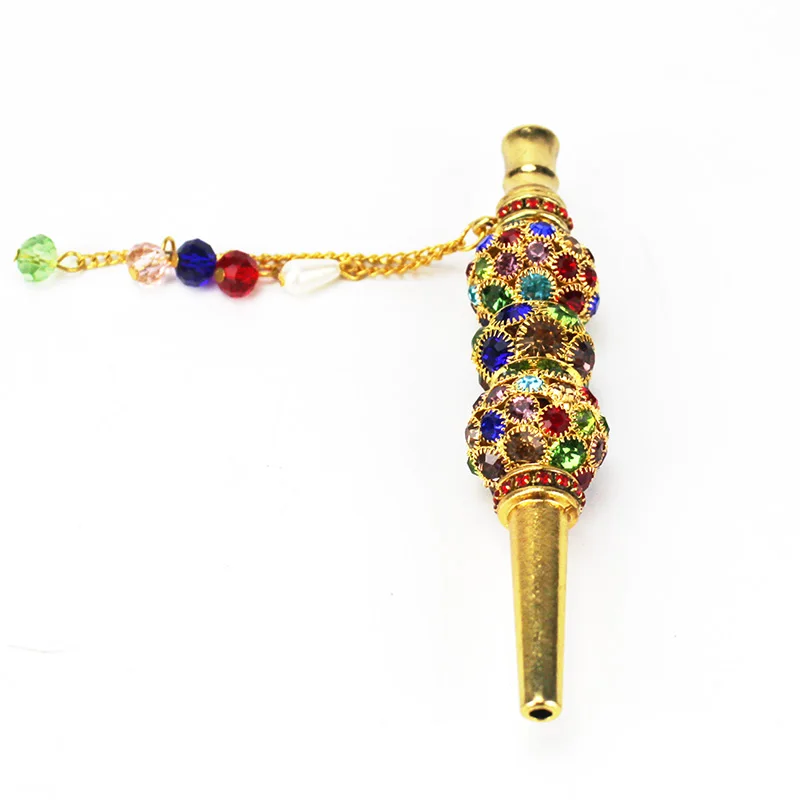 Hookah Mouthpieces Metal Hookah Mouthpiece with Crystal Reusable Mouth Tips Narguile Chicha Cachimbas Water Pipe Crystal Hookah Shisha Mouthpieces