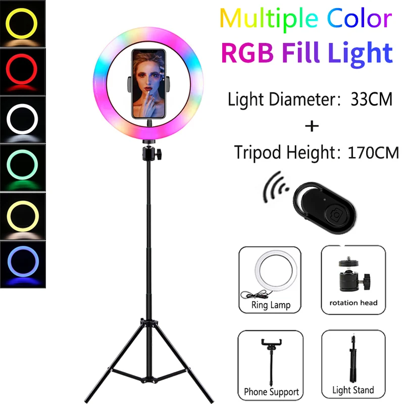 Video-Lights Ring-Lamp Tripods Stand Dimmable Youtube Selfie Led TIKTOK with RGB 