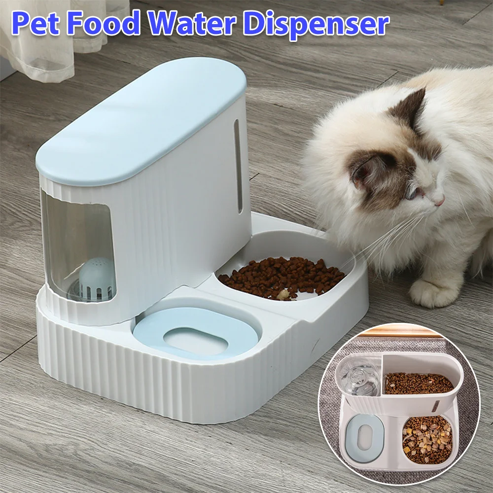 

2-in-1Pet Bowls Automatic Food Dispenser Cat Drinking Bowls Dog Food Feeder Kitten Water Storage Fountain Pet Supplies
