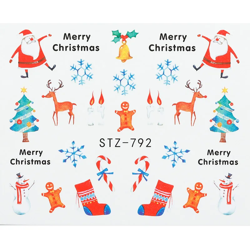 1 лист Рождественский узор для наклейки для ногтей 3D Снежинка звезда лазерный блеск Рождественский дизайн ногтей переводная наклейка s