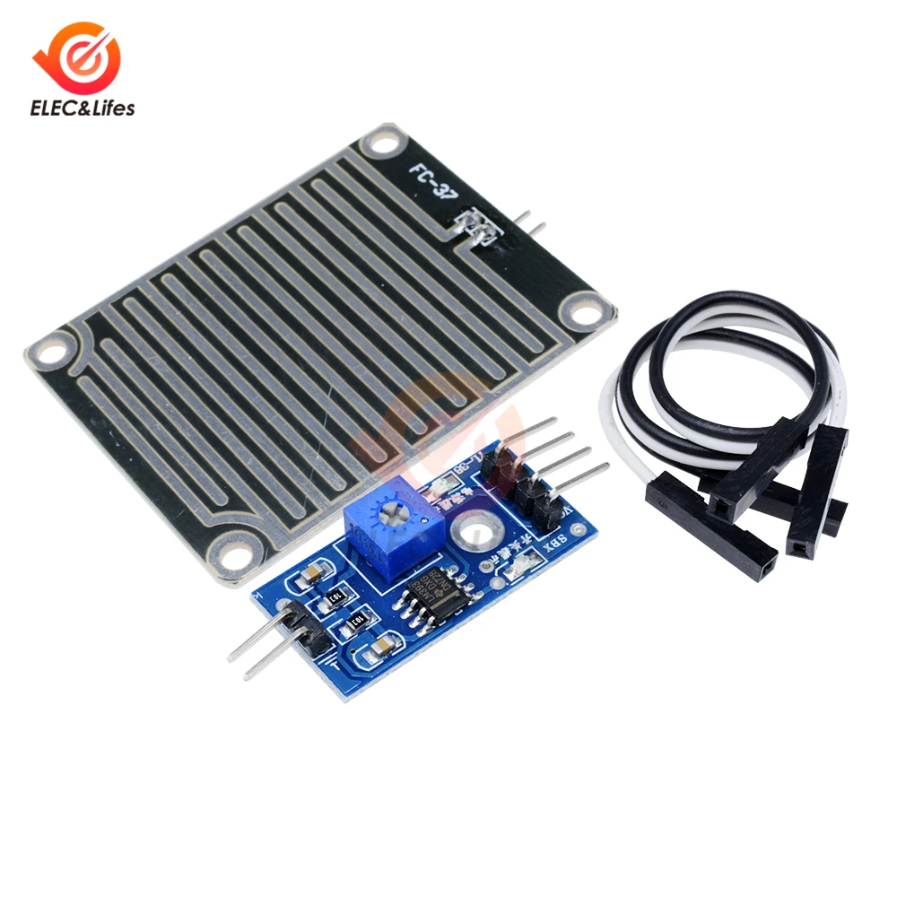 Agua De Lluvia Modulo De Sensor 5v Dc 12v 12v Rele De Control De Modulo De Sensor De Lluvia Agua Gotas De Lluvia De Deteccion Para Arduino Kit De Robot Sensores De