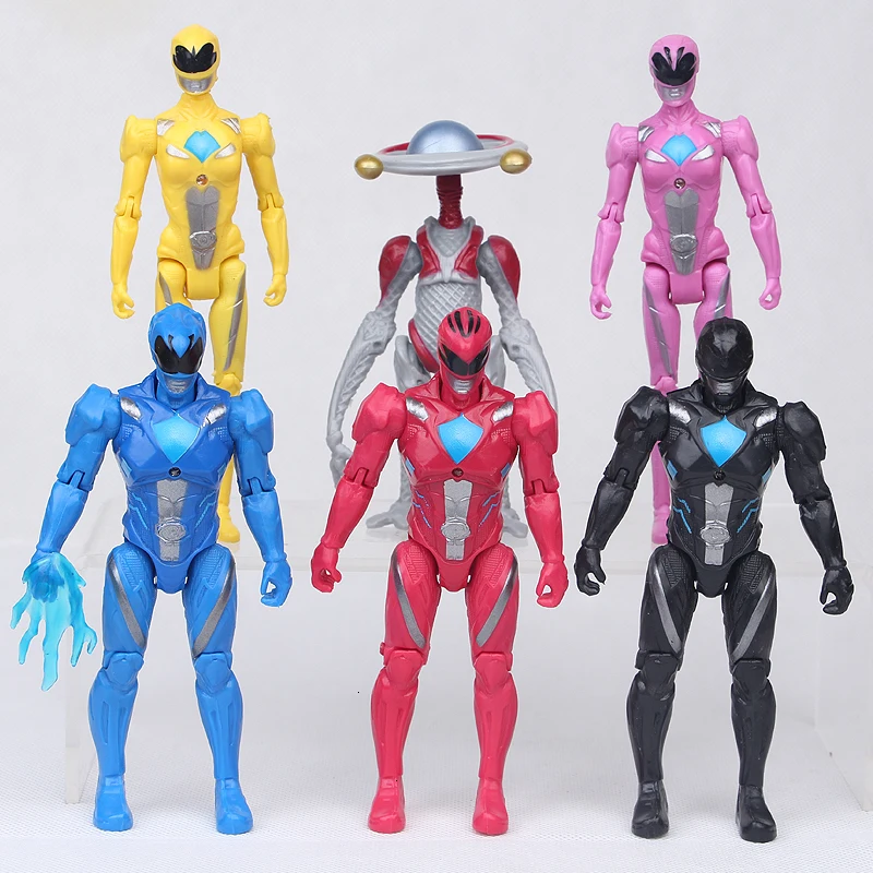 

13CM 5Pcs/set Christmas Gifts Power Ranger Model Action Figures Boy Toys 6pcs/set Dolls Led Light Power Ranger