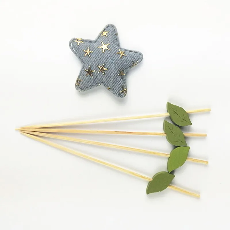 Green leaves 100 шт 12 см бабочка бамбуковый буфет зеленые листья фрукт для кекса Вилка десертная палочка для салата Коктейльные шпажки вечерние украшения - Цвет: Green leaves