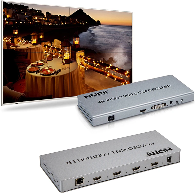 Настенный видеоконтроллер 4K 2x2 1x3 1x2 1x4 4x1 3x1 2x1 DVI HDMI процессор для сшивания большого