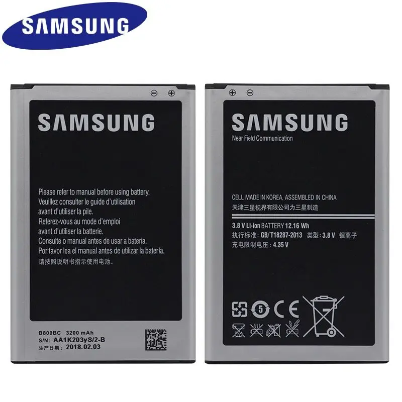 Оригинальный новый аккумулятор Samsung для Galaxy Note 3 N9006 N9005 N9000 N900A N900T N900P 3200 мАч B800BE с