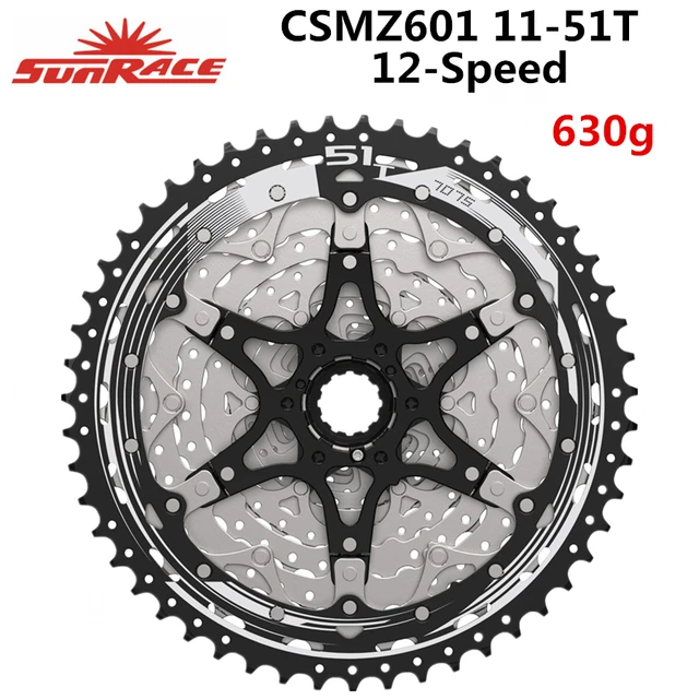 Cassette SUNRACE CSMZ903 12 Velocidades 11-51T, Plateado, Para