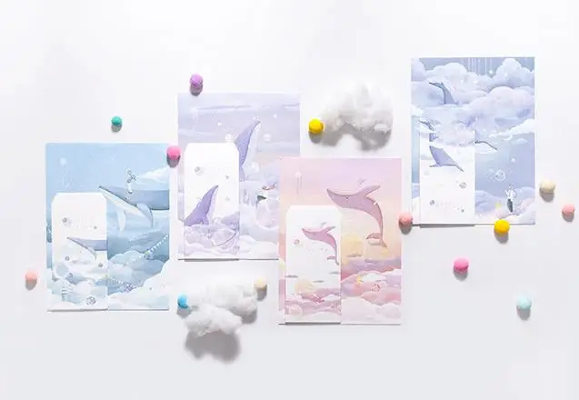 9 шт./упак. Kawaii 3 конверты+ 6 листов с буквенным принтом Вселенной и КИТ серии Бумага конверт с буквенным принтом для подарка корейские канцелярские принадлежности