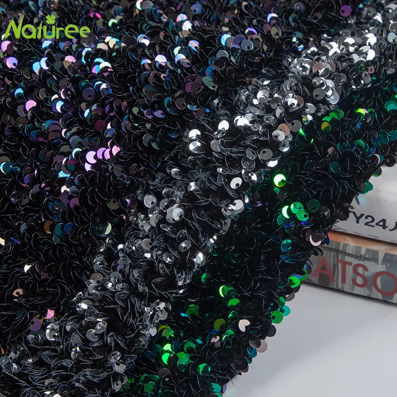 45*122 см блестящая ткань с вышивкой из блесток ткань ПЭТ бархатная блестящая ткань для платьев сумки-тоут DIY блестящая ткань