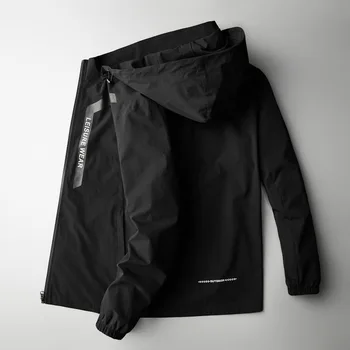 

Autumn Style Trend Leisure Sports Jacket Men Plus Fat plus Size Can Detachment Cap Loose Fat Coat