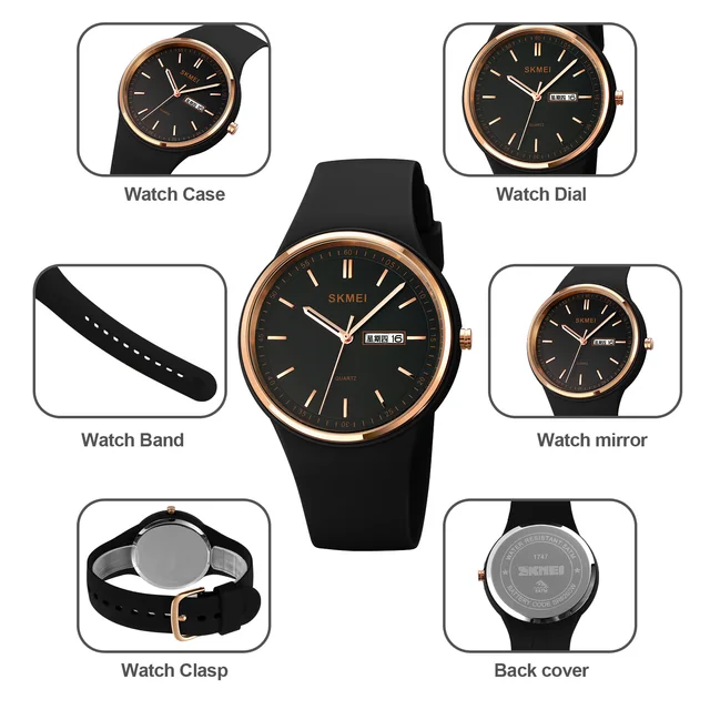 Official Brand Watch Women Fashion Luxury Quartz Watches Week Calendar Quartz Wristwatch Women's Clock SKMEI Original Hours 3