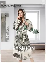 New Printed US Dollar Hooded Nightgown Men And Women's Home Clothes Lacing Warm Flannel Personalized Bathrobe