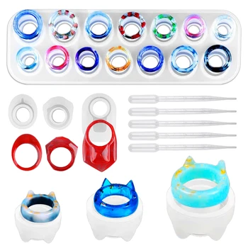 

27pcs Set Ring Resin Mold Jewelry Silicone Molds Epoxy Casting Molds For DIY Earrings Keychains Penants Crafts