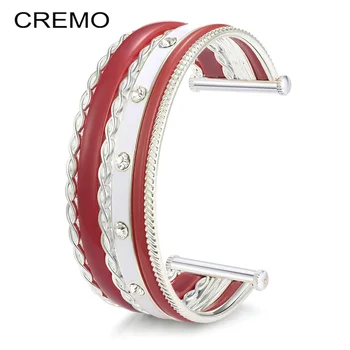 

Cremo georgette Wide Cuff Bracelets for Women - 4-in-1 Detachable Red Enamel Open Bangle Bracelet Jewelry Gift Match Freely