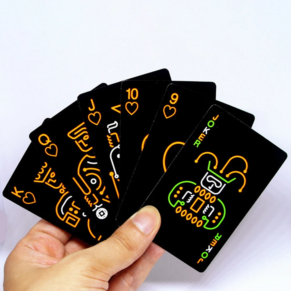 1 Set Black Luminous Playing Cards Glow In The Dark Bar KTV Noctilucent Fluorescen Poker Card Night Collection Magic Tricks Tool | Спорт и