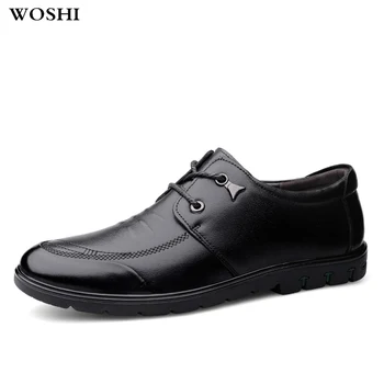 

Men Shoes British genuine Leather Business Driving Casual Lace Up fashion Breathable Outdoor Comfy oxfords Fashion Soft shoes