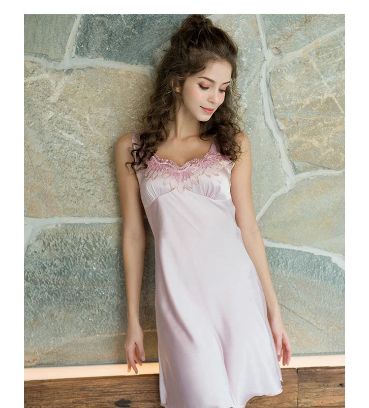 Женская ночная одежда для сна, женское платье для сна, шелковое тонкое платье без рукавов на бретельках, платье-Пижама, M-4XL, плюс размер, одежда для сна