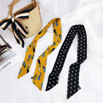 

New Design Skinny Scarf Constellation Print Women Silk Scarf Small Handle Bag Ribbons Female Head Scarves & Wraps For Ladies