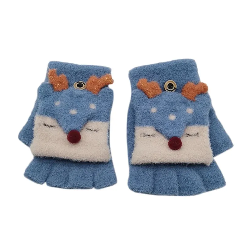 Зимние Детские перчатки для детей 3-7 лет; детские перчатки для мальчиков и девочек; теплые детские варежки с изображением животных; вязаные перчатки - Color: L