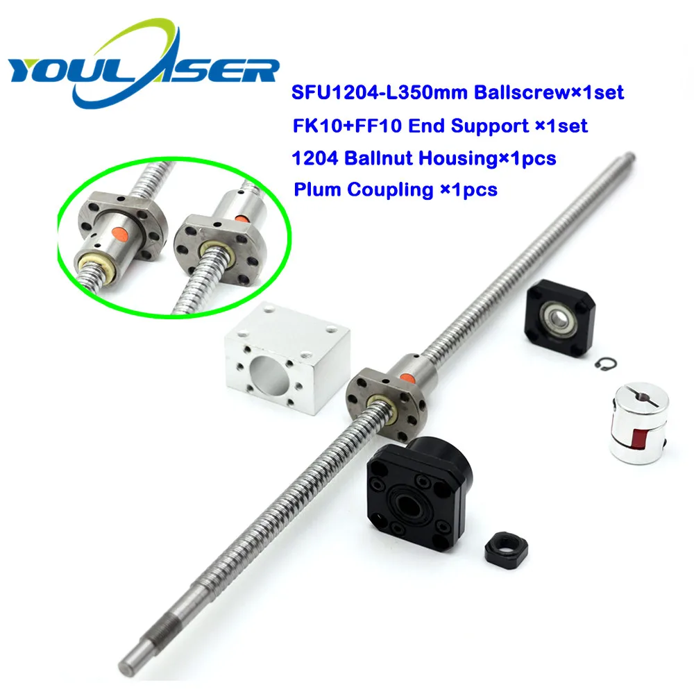 

SFU1204 Ball Screw Set L350mm SFU1204 Ballnut Nut Housing FK10 FF10Fixed Floated End Support Plum Coupling for CNC Machine Parts