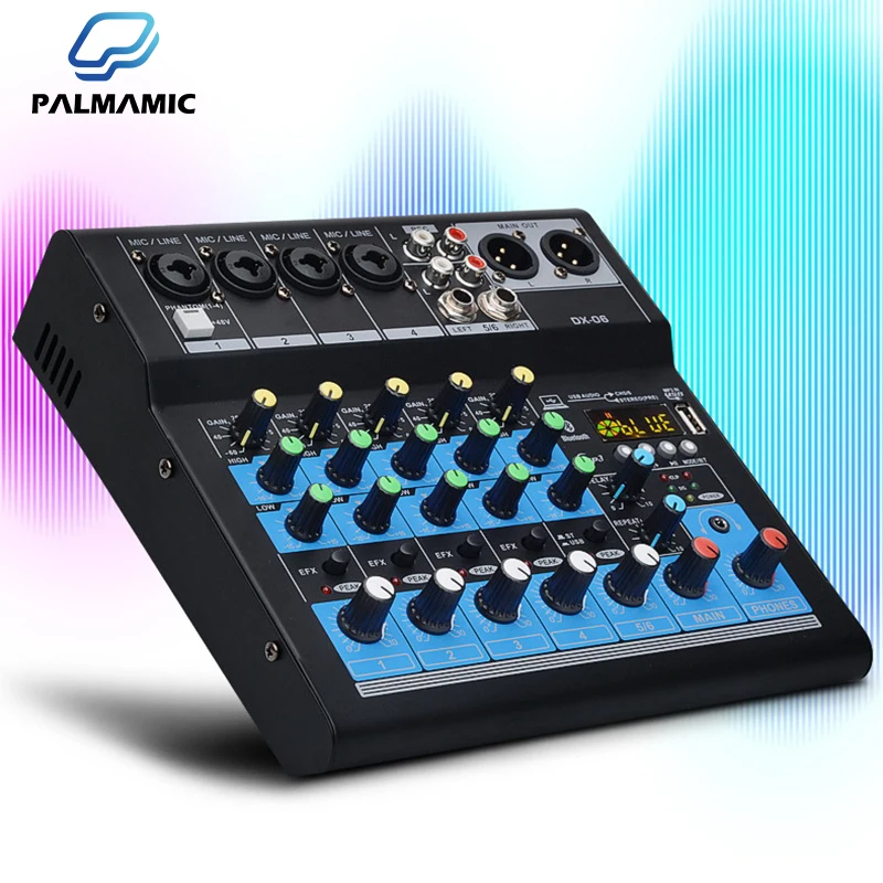 Professional Audio-Mixer Sound Card DJ Mixing-Console System USB Bluetooth Interface 48V Phantom Power 4/6 Channels Music-Mixer