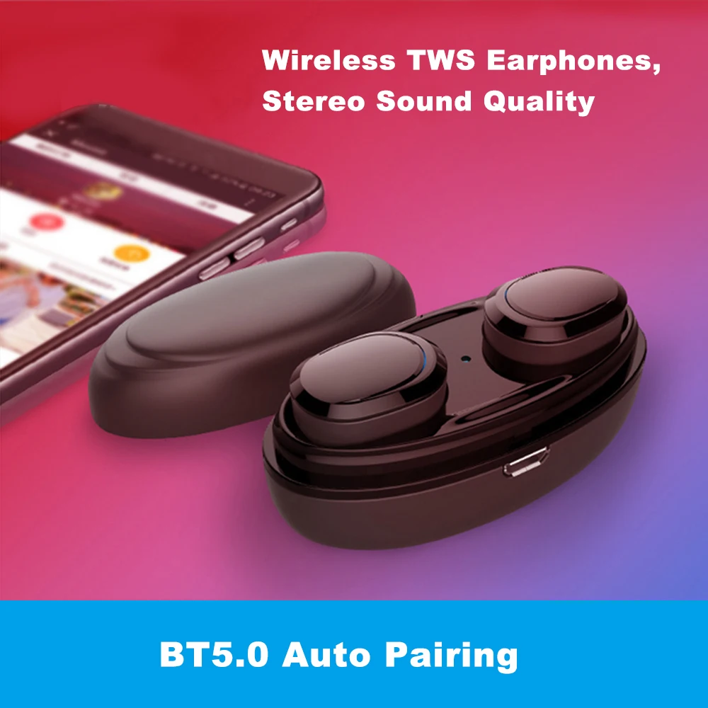 T12 Bluetooth наушники с микрофоном истинно-беспроводные наушники мини стерео спортивные наушники BT5.0 гарнитура наушники-вкладыши громкой связи