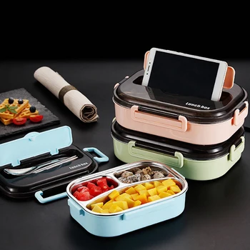 

Portable 304 Stainless Steel Lunch Box Japanese Style Compartment Bento Box Kitchen Leakproof Food Container