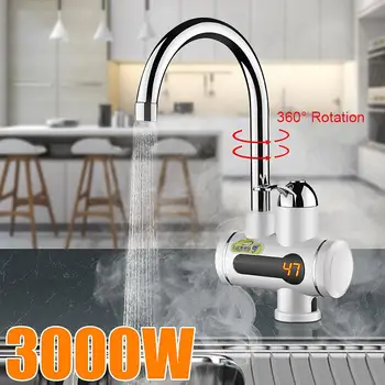 

3000W Instant Temperature Display Electric Hot Water Heater Faucet Kitchen Instant Heating Tap Water Heater with EU Plug