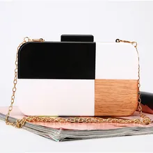 Новинка, KKMHan, женская вечерняя сумка контрастного цвета, деревянный черный и белый клатч, сумка через плечо, Прямая поставка, bolso mujer Nov 20