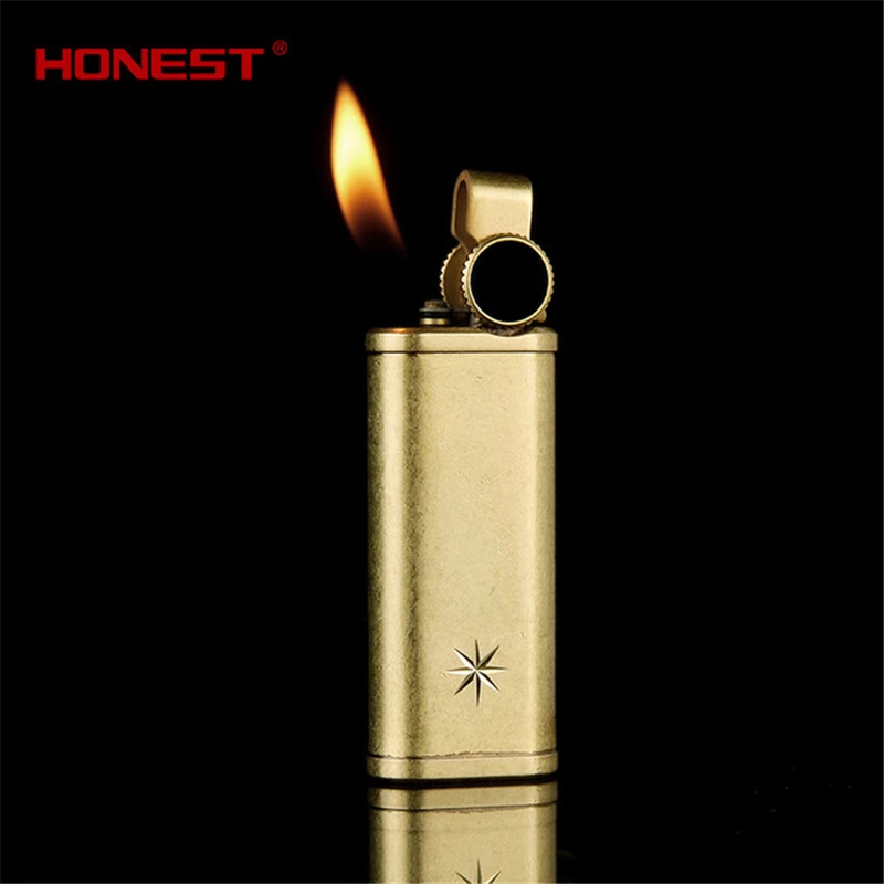 Honest Copper Cigarette Lighter Gasoline Vintage Kerosene For oil Lighter Grinding Wheels Fire Lighter Retro Windproof Lighter