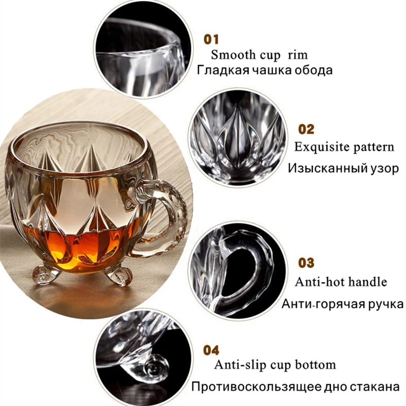 Прозрачная стеклянная чашка для чая кофе воды без свинца холодных напитков