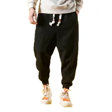 Летние льняные шаровары, мужские хип-хоп брюки, мужские джоггеры, мужские широкие брюки, Hombre Ретро китайский стиль, тонкие спортивные штаны 5XL