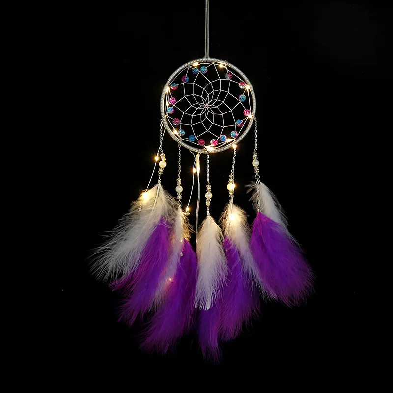 Новый светодиодный светильник фиолетовый кристалл Ловец снов скандинавский