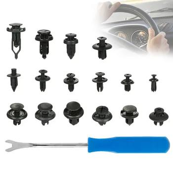 

Black Rivet Clips Bumper Fasteners Push In With Blue Tool Replacement Universal